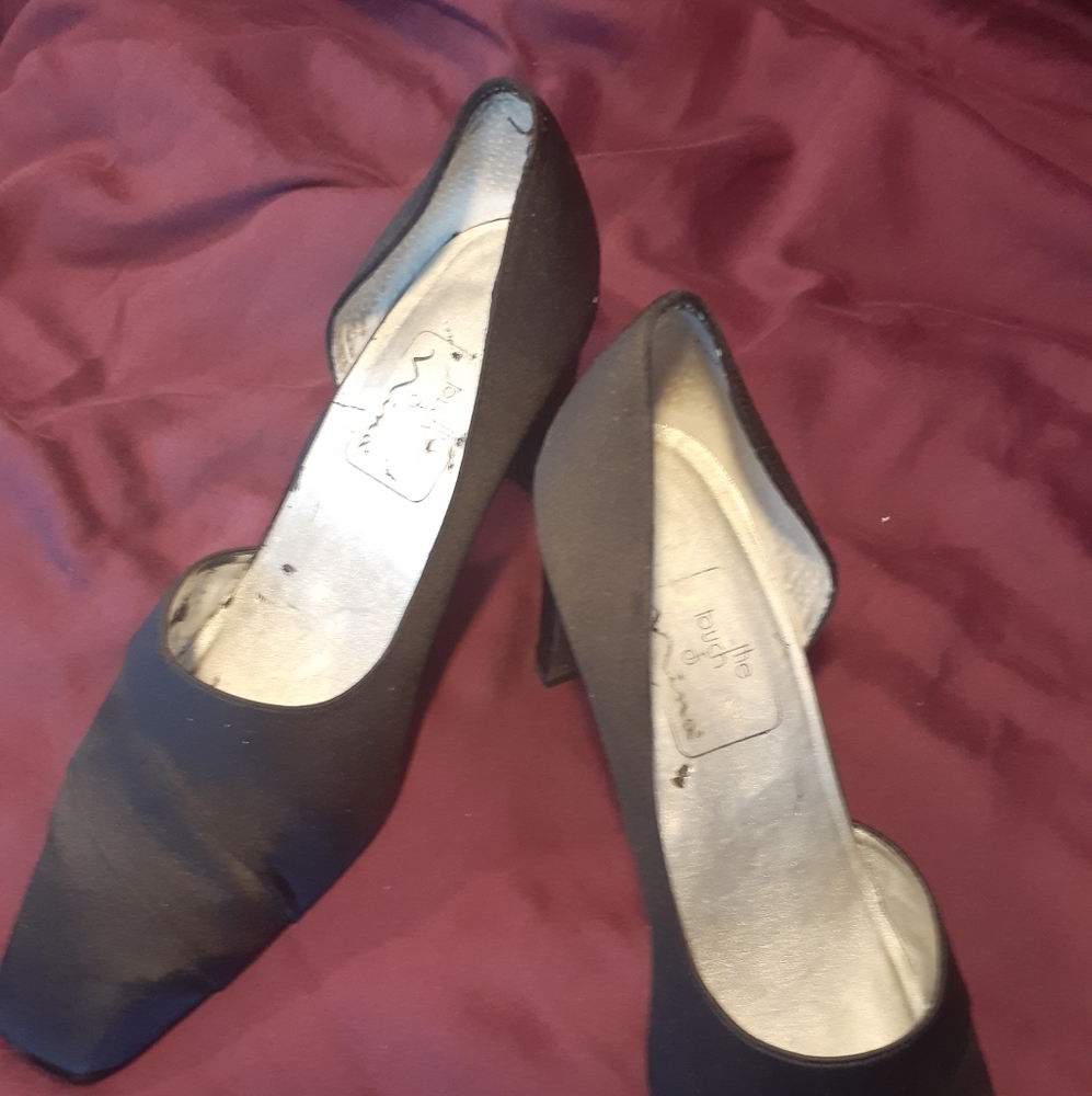Black satin dress heels slightly worn